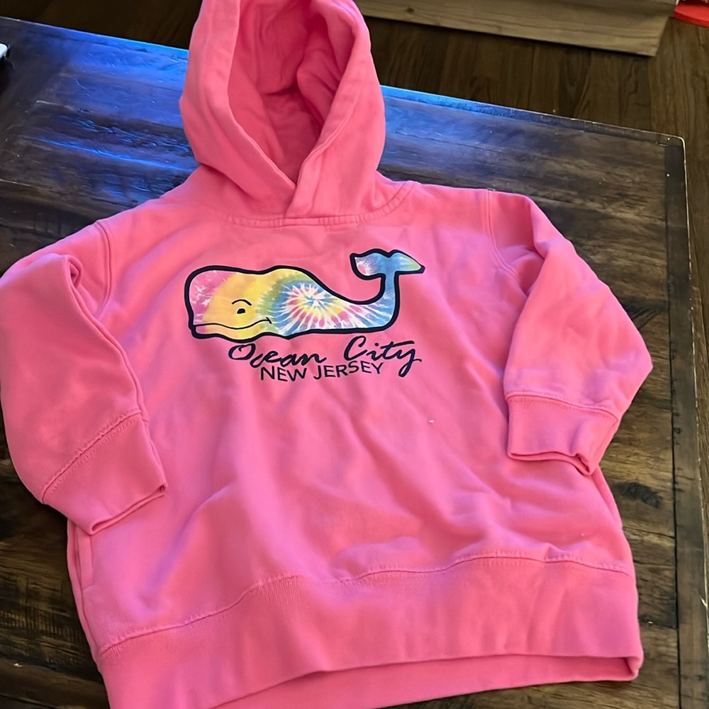 Size 4 Ocean City NJ (OCNJ) Pink Toddler Hoodie with Tie-Dye Whale